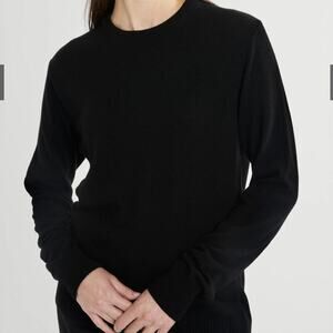 Club Monaco Black Crew Neck Long Sleeve Tunic ribbed casual size medium Sweater